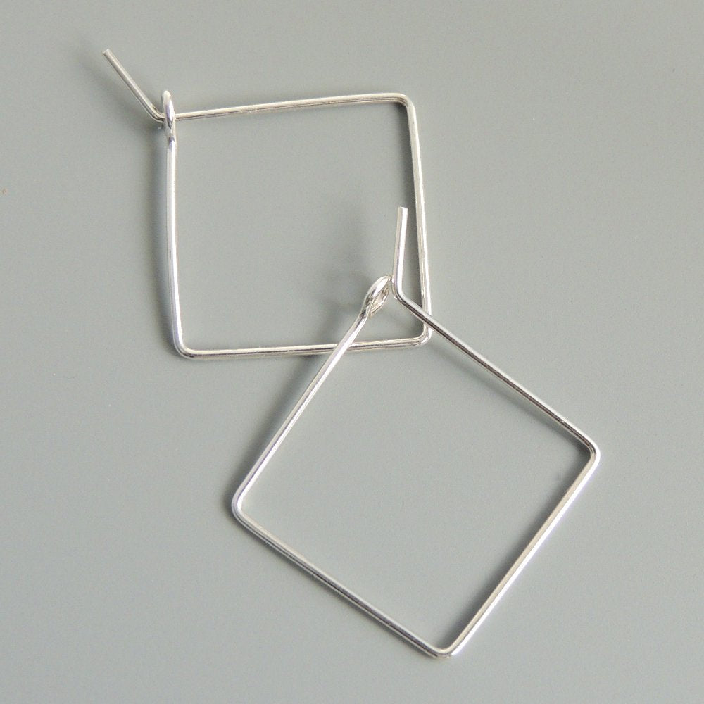 Square Hoops Sterling Silver Square 3/4 Inch Hoop Earrings Simple Minimalist Earrings
