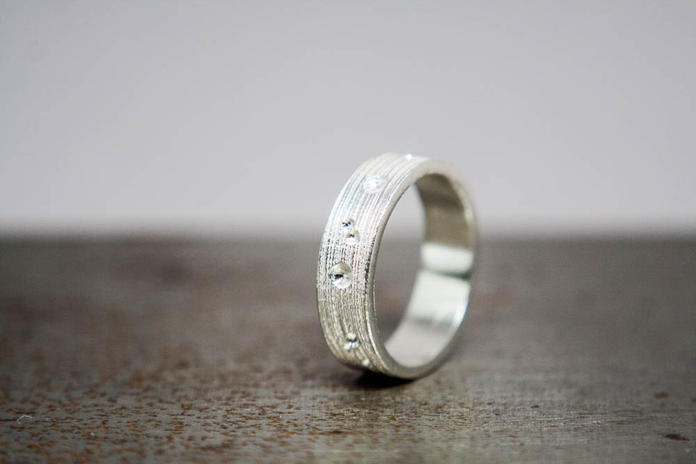 Bague en argent • Cadeau d'anniversaire en argent pour elle • Bague minimaliste • Bague pour femme taille 6,5 • Bague paysage lunaire