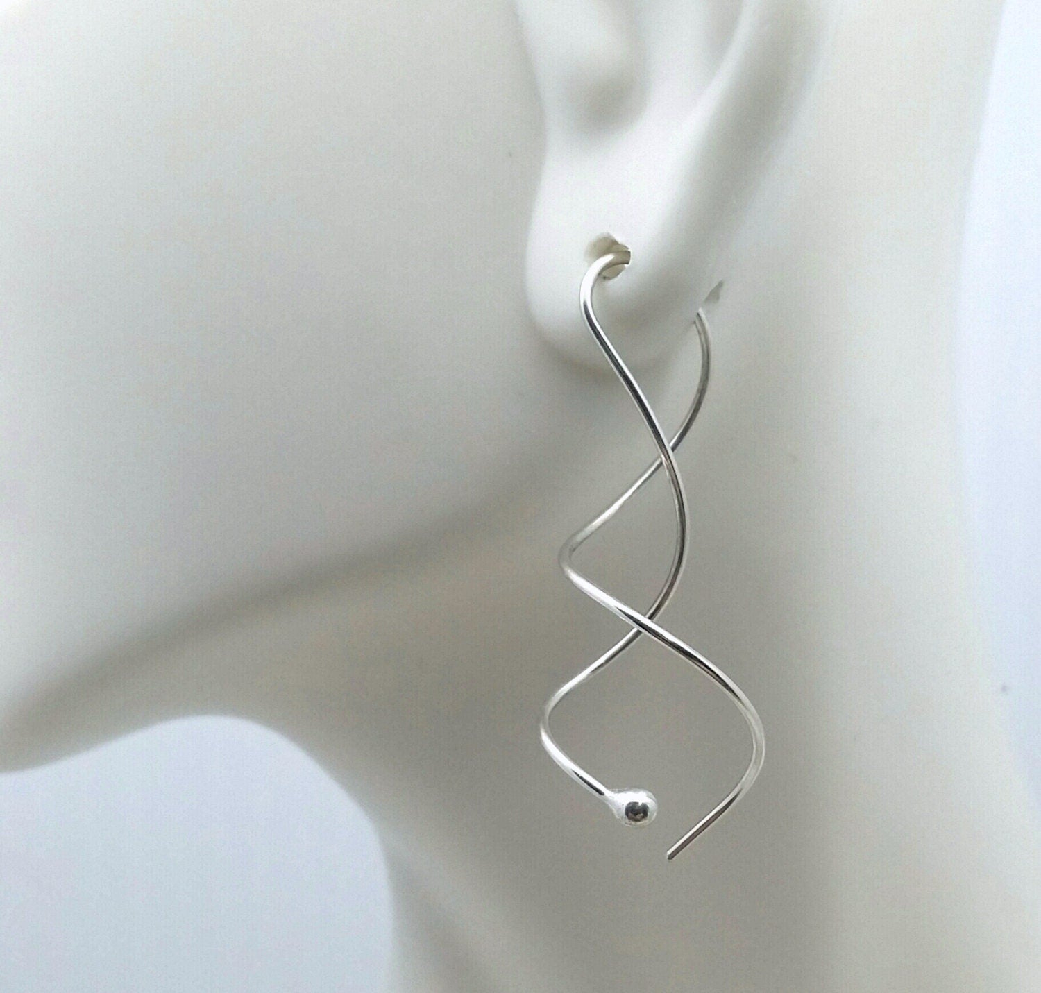 Argentium Sterling Silver Spiral Twist Earrings: Modern Wire Jewelry