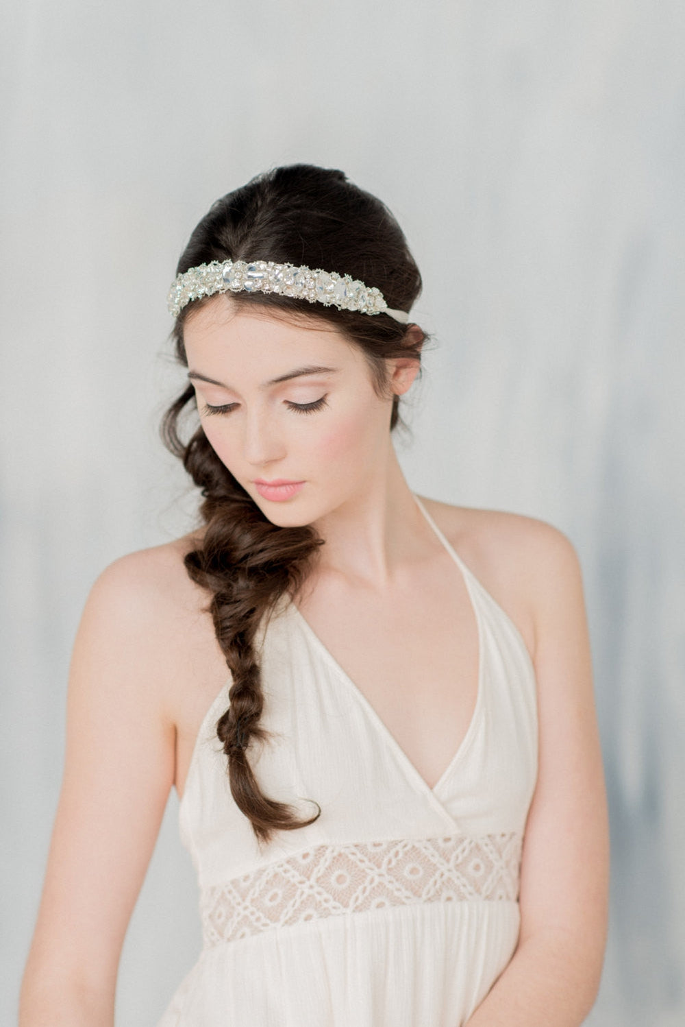SANSA Crystal Beaded Bridal Headband