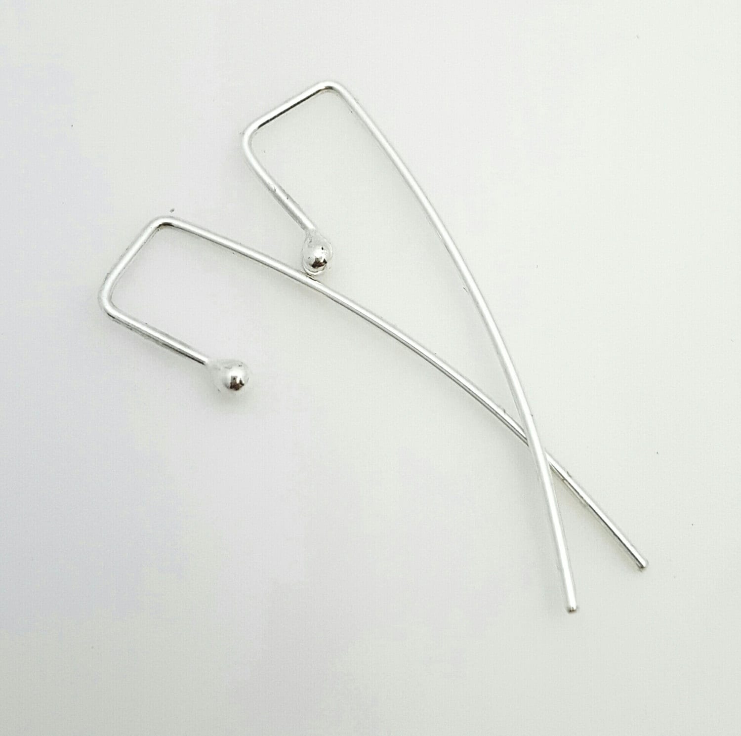 Argentium Silver Geometric Earrings: Modern Minimalist Wire Design