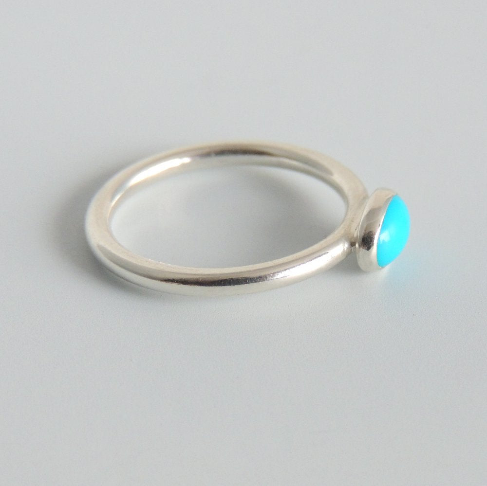 Oval Turquoise Ring Sterling Silver Sleeping Beauty Turquoise Gemstone Solitaire Ring