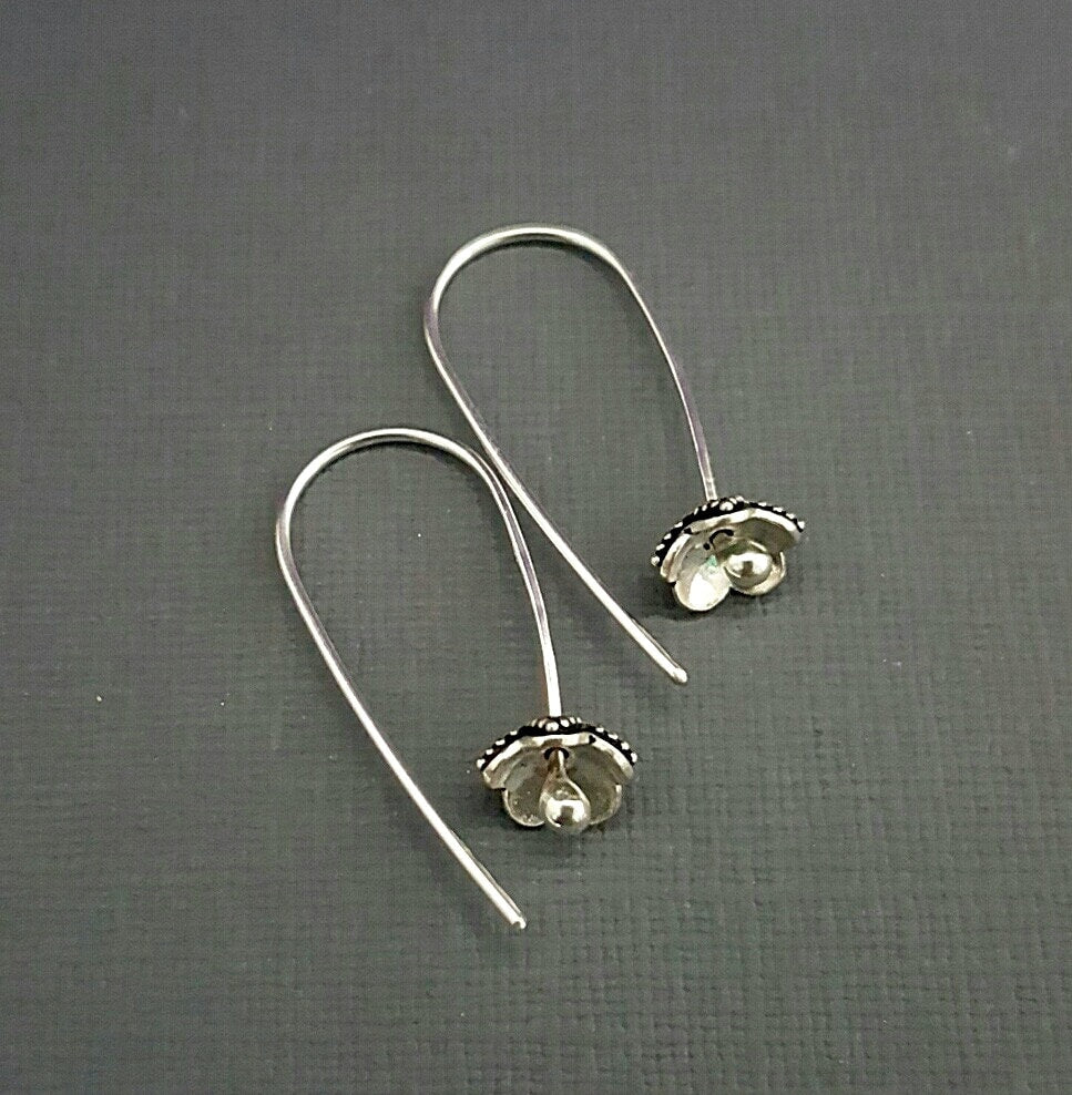 Argentium Silver Flower Earrings: Minimalist Petal Hoops