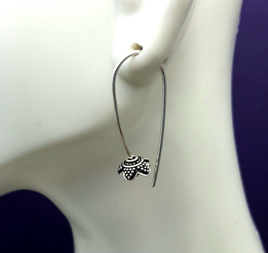 Argentium Silver Flower Earrings: Minimalist Petal Hoops