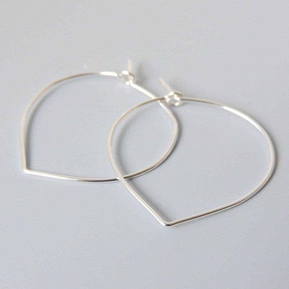 Lotus Petal Hoops Sterling Silver Lightweight Hoop Earrings 1.25" inch