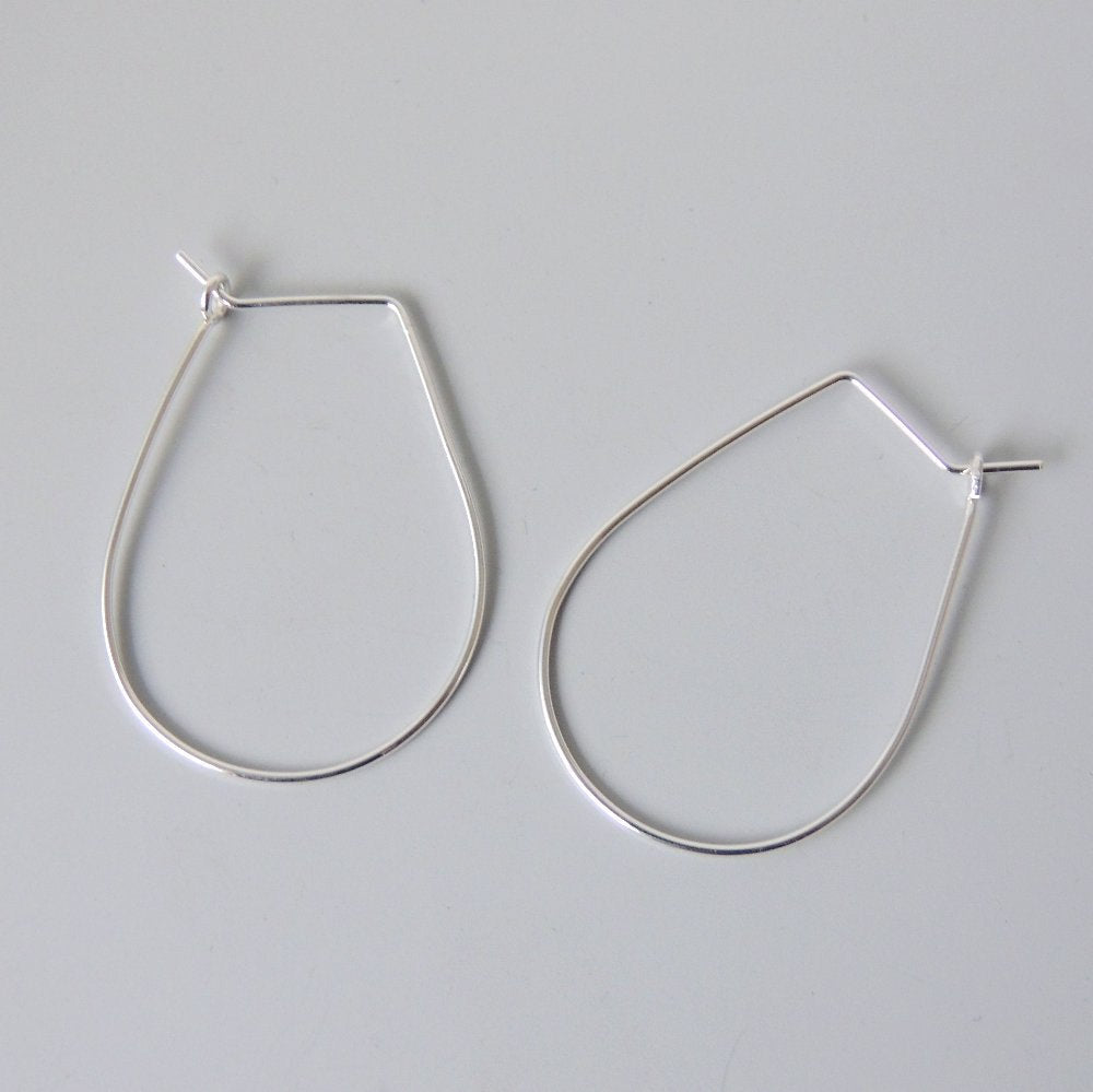 Drop Shaped Hoops Sterling Silver Lightweight Hoop Earrings 1.25" inch