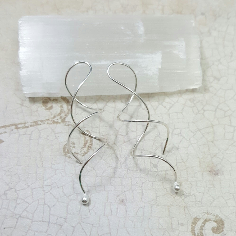 Argentium Sterling Silver Spiral Twist Earrings: Modern Wire Jewelry