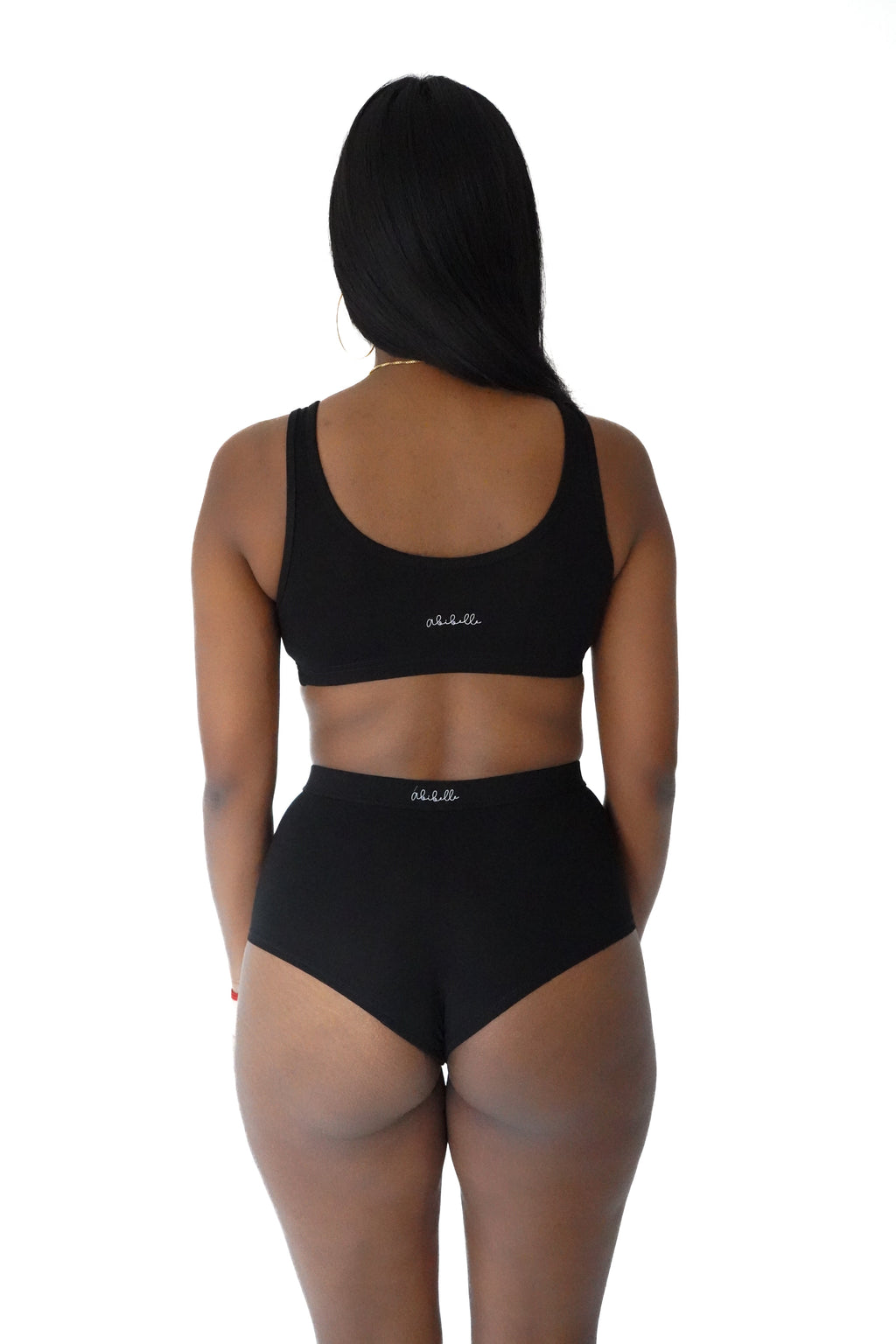 High-Waisted Cheeky Shorts - Black