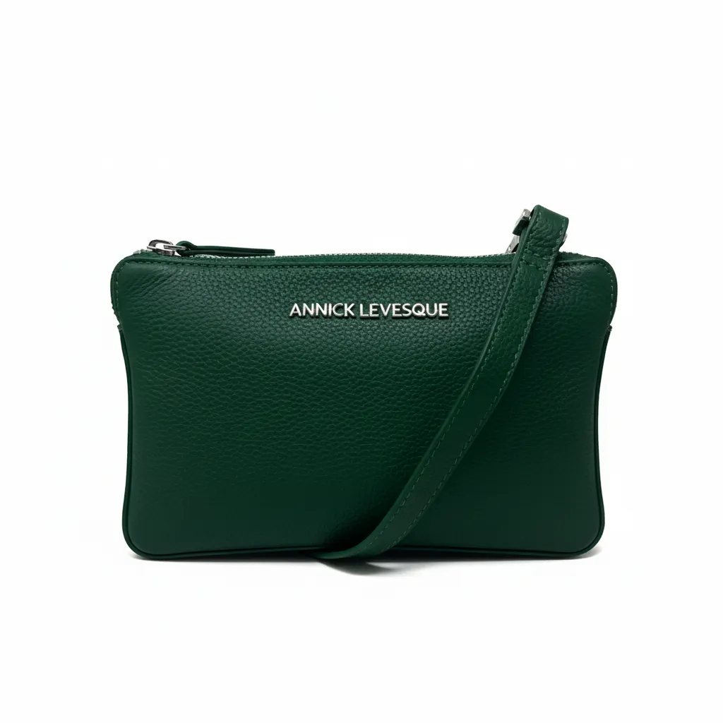 Small Genuine Leather Crossbody Bag Dark Green, Annie