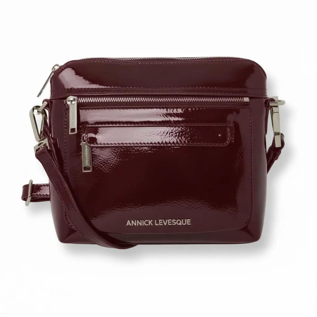 Small Burgundy Patent Leather Shoulder Bag, Brigitte