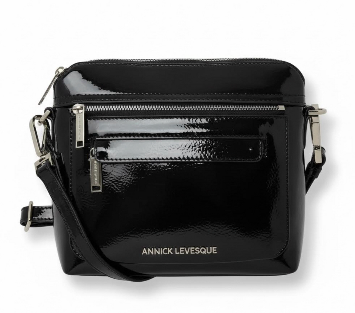 Small Black Patent Leather Shoulder Bag, Brigitte