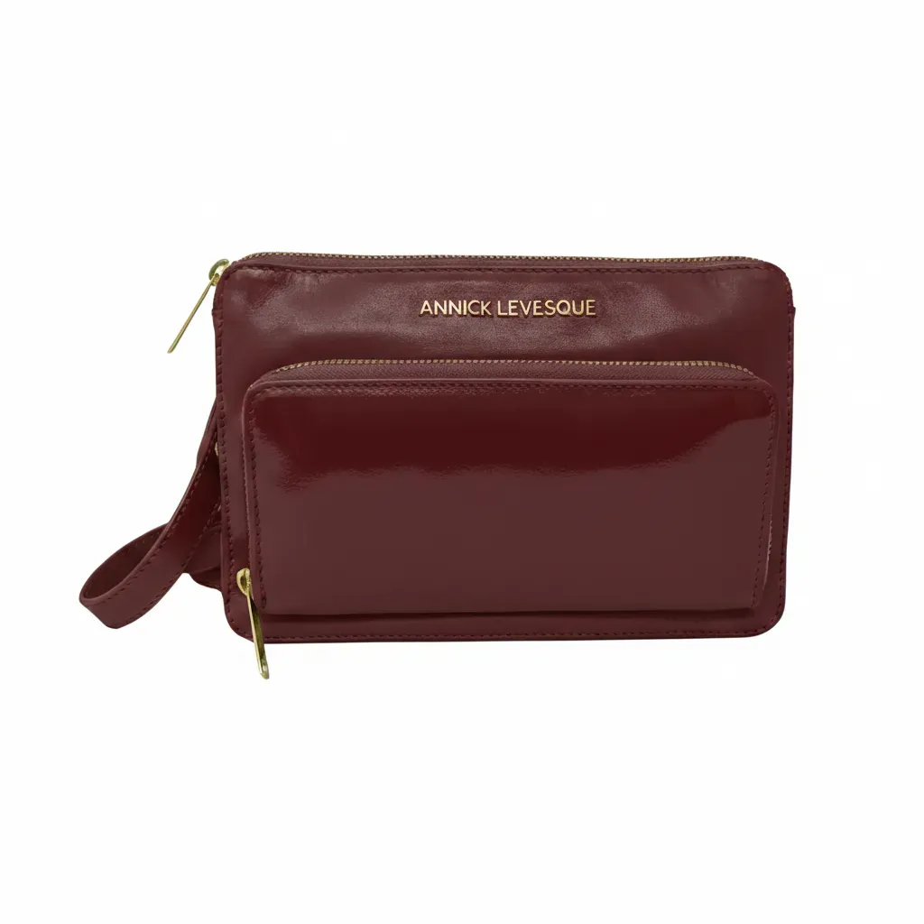 Small Burgundy Patent Leather Handbag-Wallet, Carmen