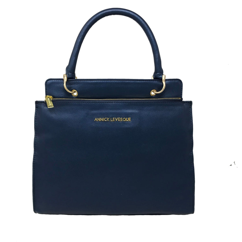 Genuine Leather Navy Blue Handbag - Chloé