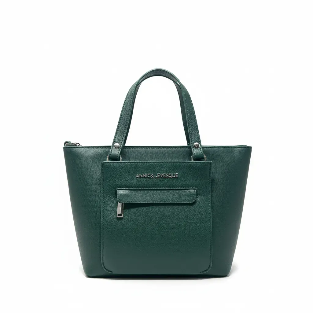 Genuine Leather Handbag Dark Green | Lina