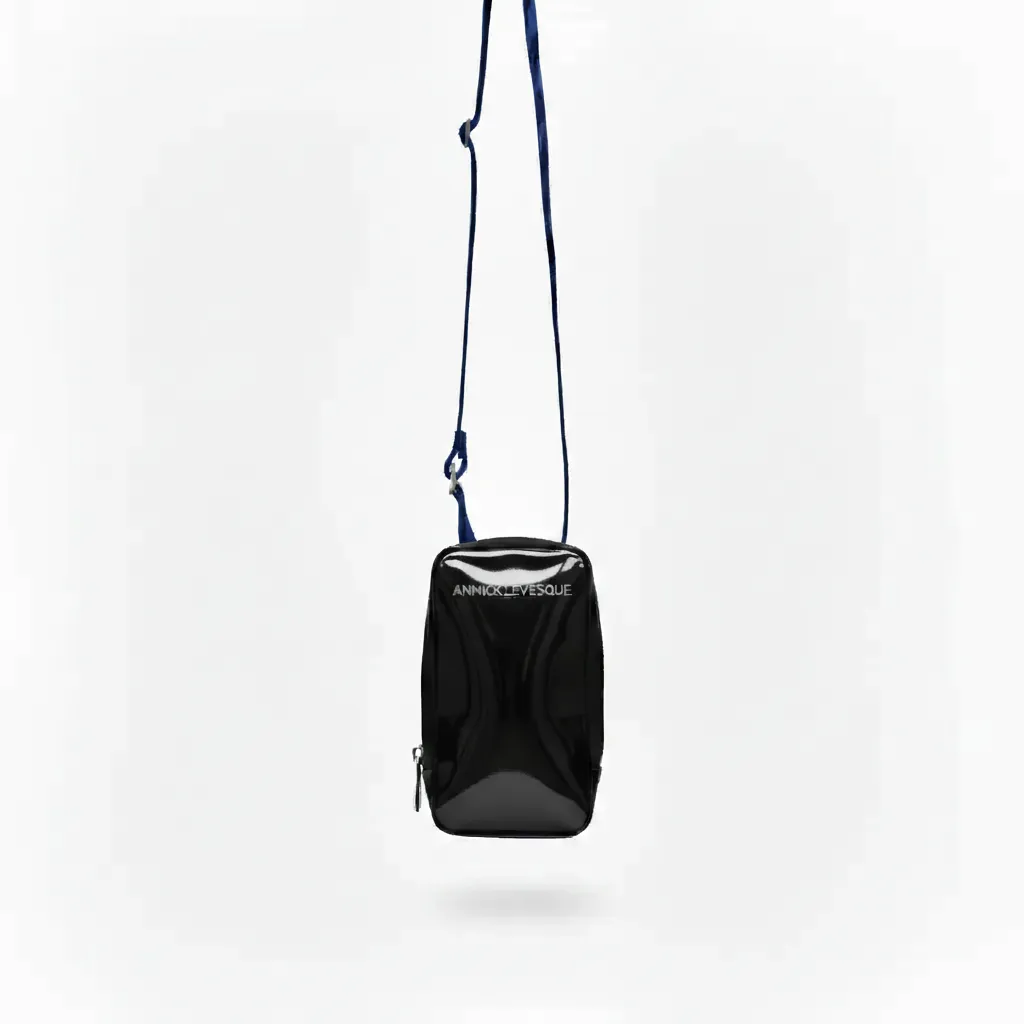 Petit Sac à bandoulière en Cuir Véritable Noir Vernis, Marie-Pierre