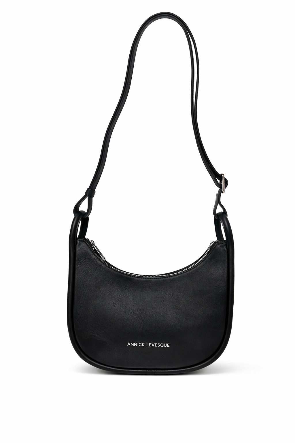 Small Black Leather Shoulder Bag, Sabrina