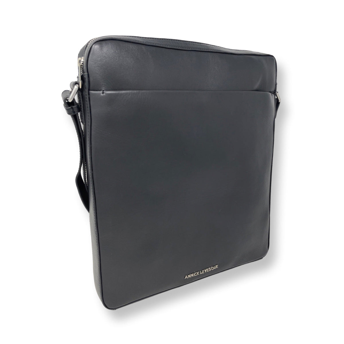 Black Leather Shoulder Laptop Bag | MalKa
