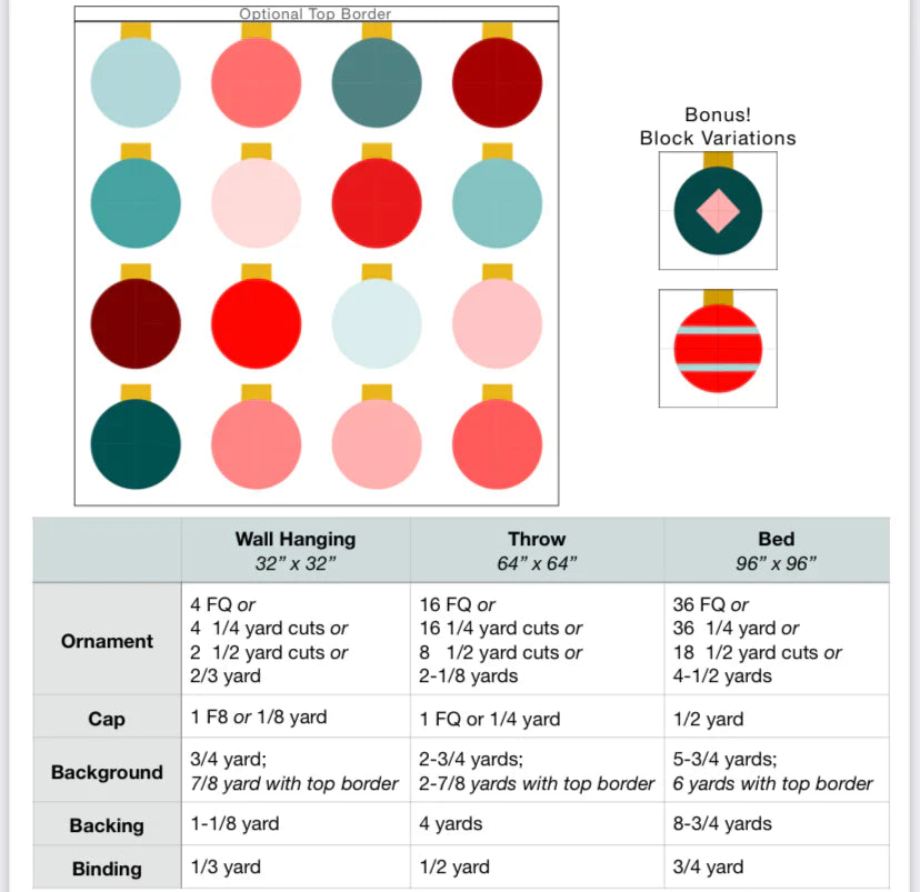 Retro Ornaments Quilt PATTERN