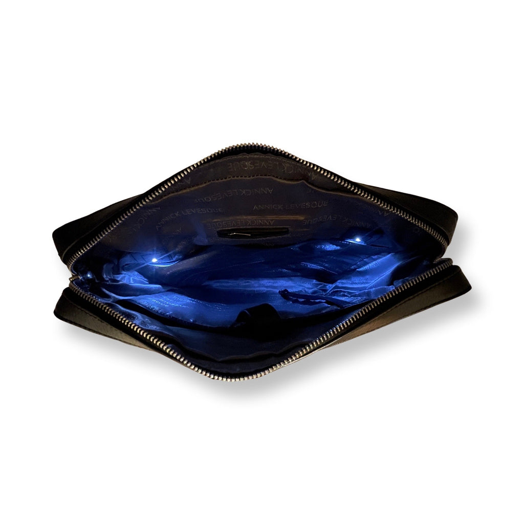 Black Leather Shoulder Laptop Bag | MalKa