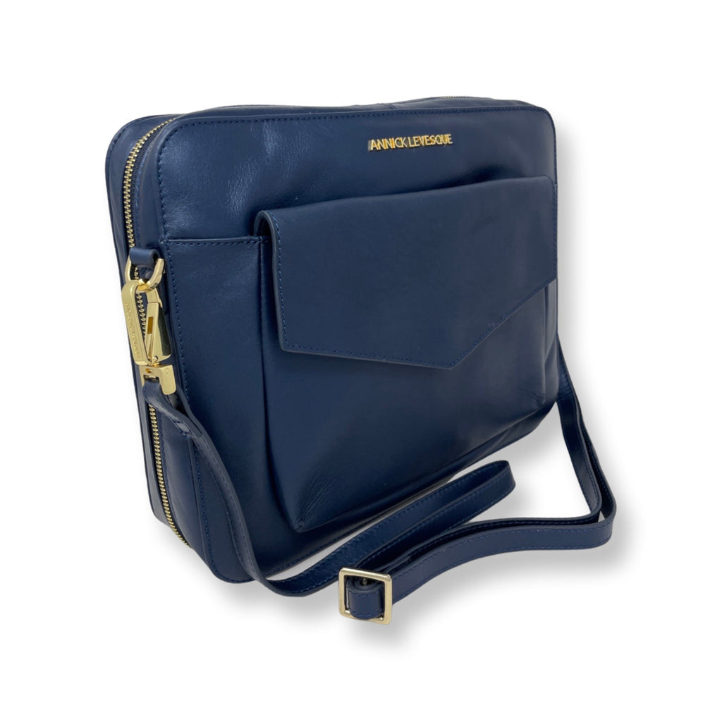 Navy Blue Leather Work Bag - Sofia - PREORDER