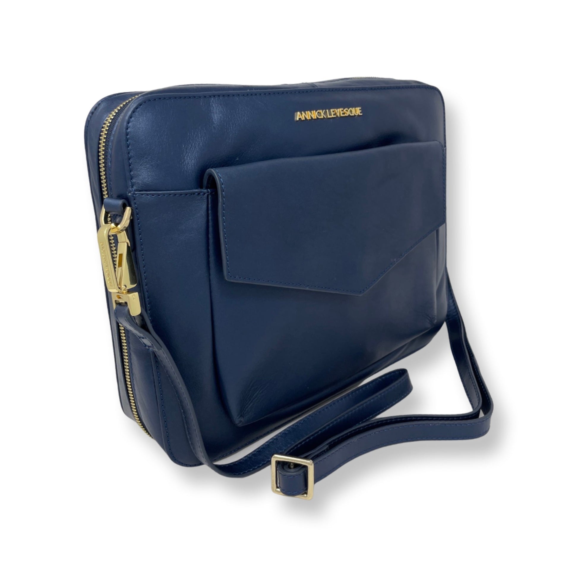 Navy Blue Leather Work Bag - Sofia - PREORDER
