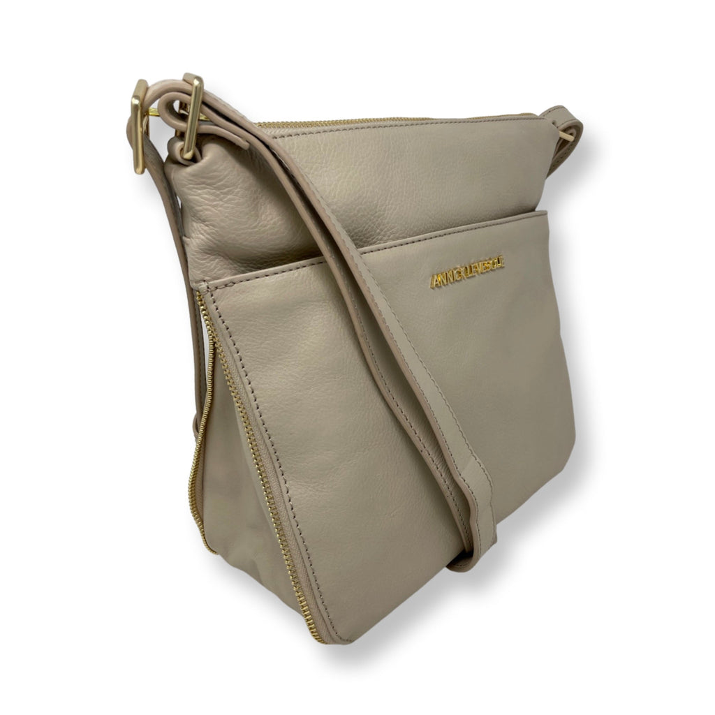 Beige Genuine Leather Transformable Handbag, Josée