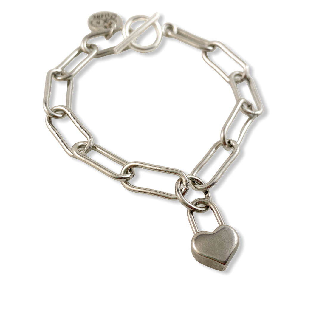 Silver Heart and Lock Set