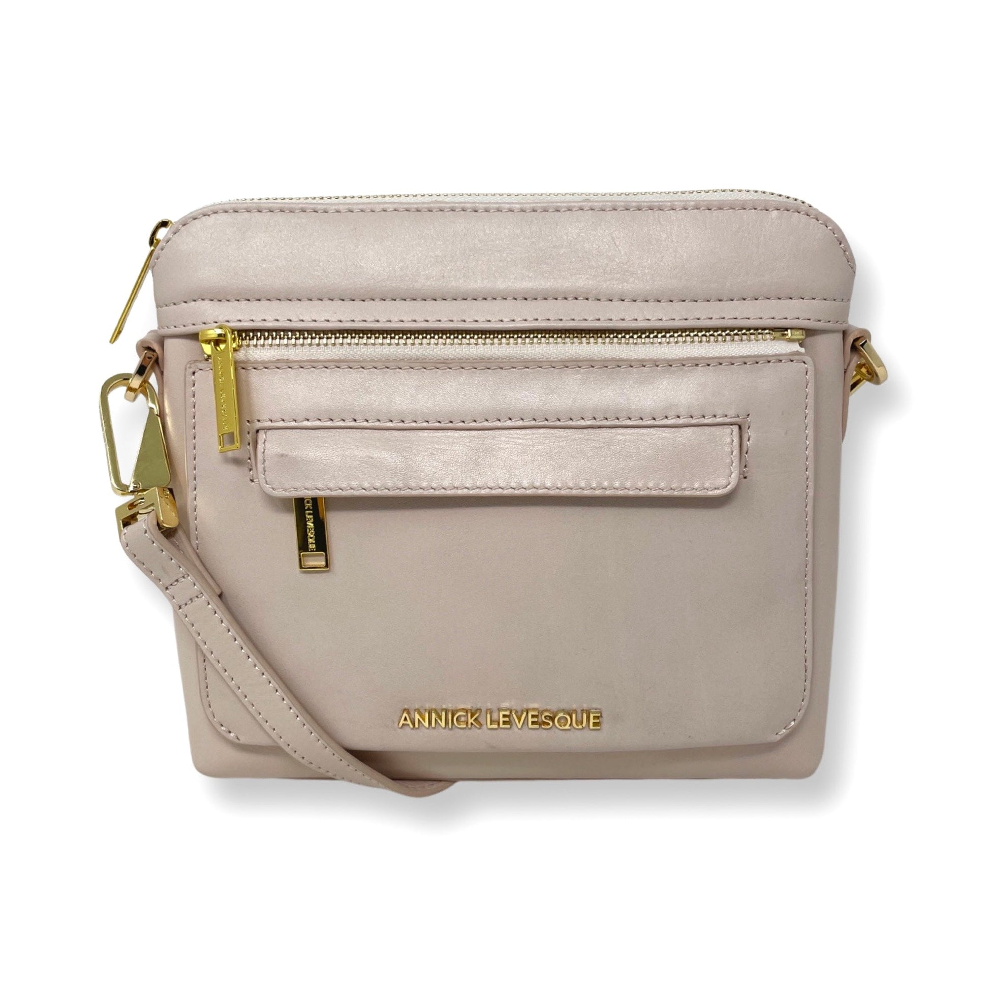 Small Powder Pink Leather Crossbody Bag, Brigitte