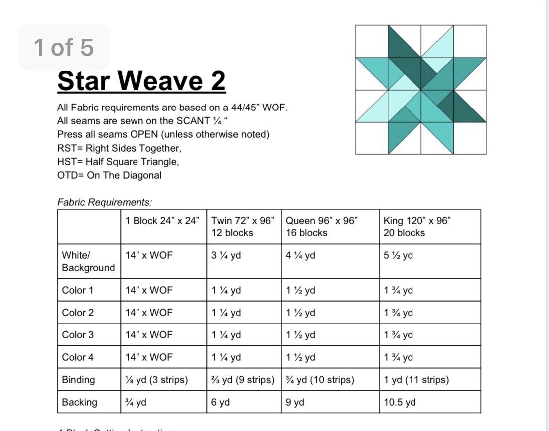 Kit de courtepointe Star Weave - Vert et cuivre