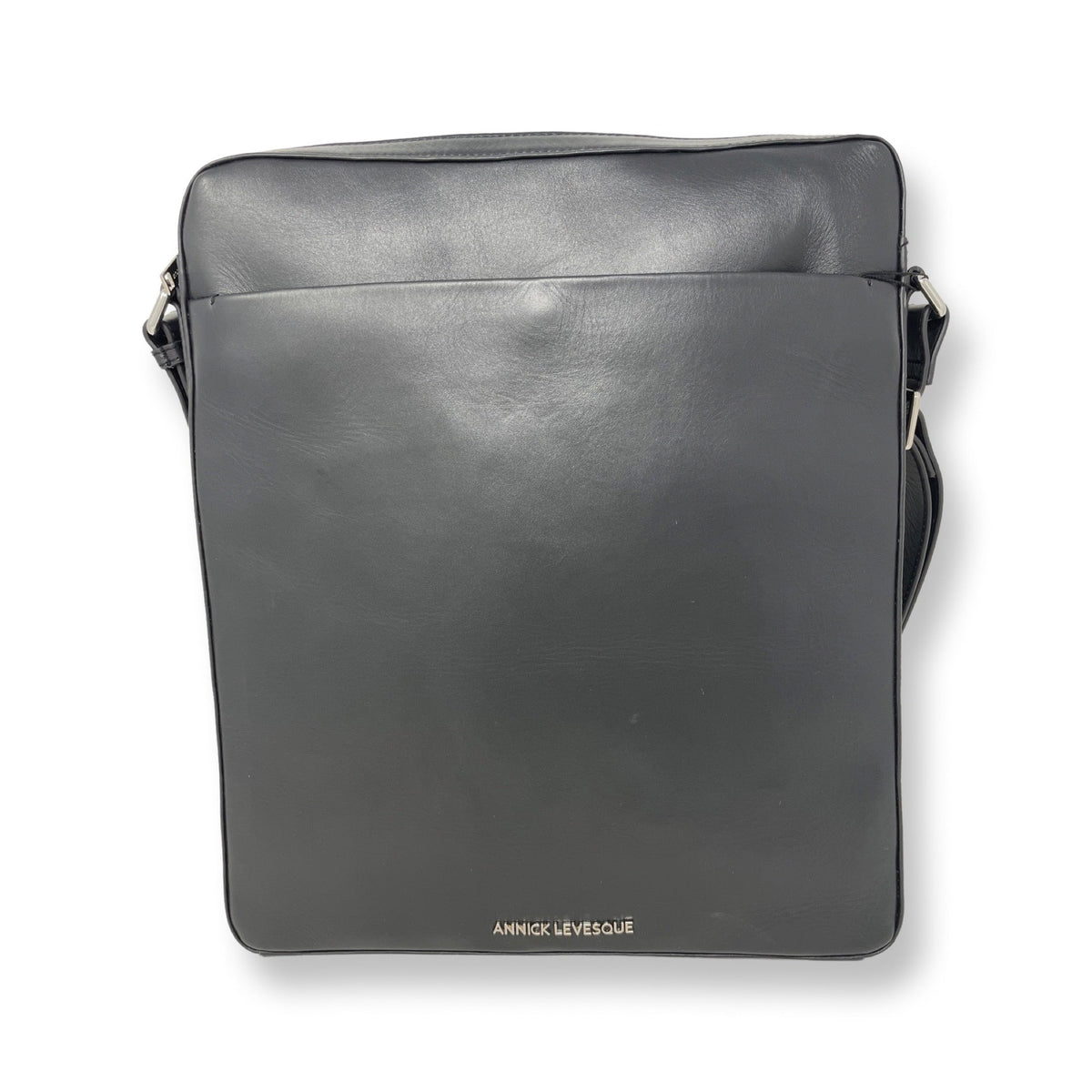 Black Leather Shoulder Laptop Bag | MalKa