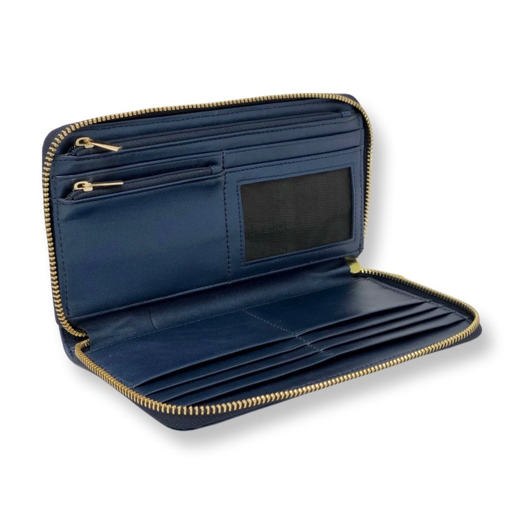 Navy Blue Leather Wallet - Anna