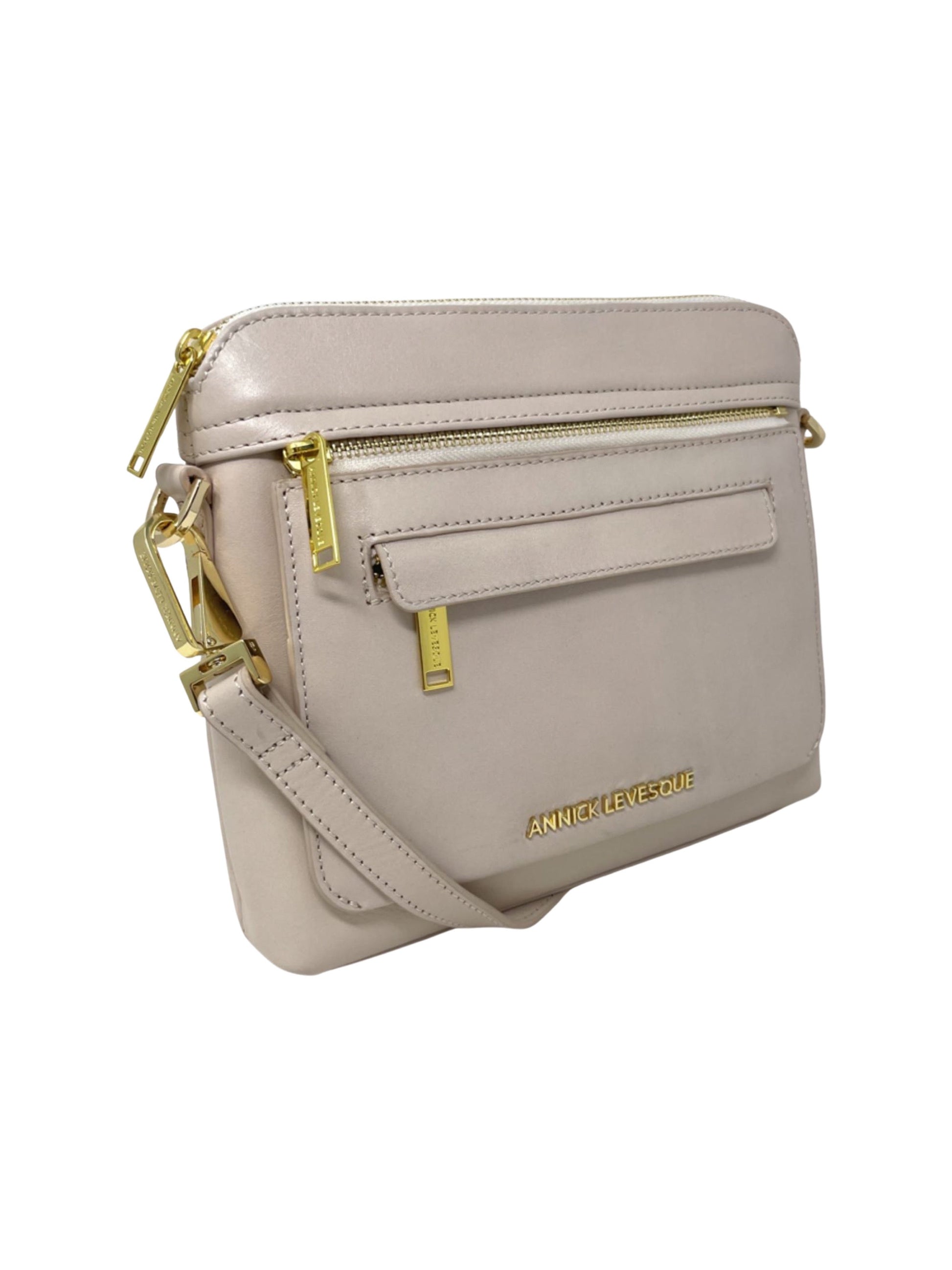 Small Powder Pink Leather Crossbody Bag, Brigitte