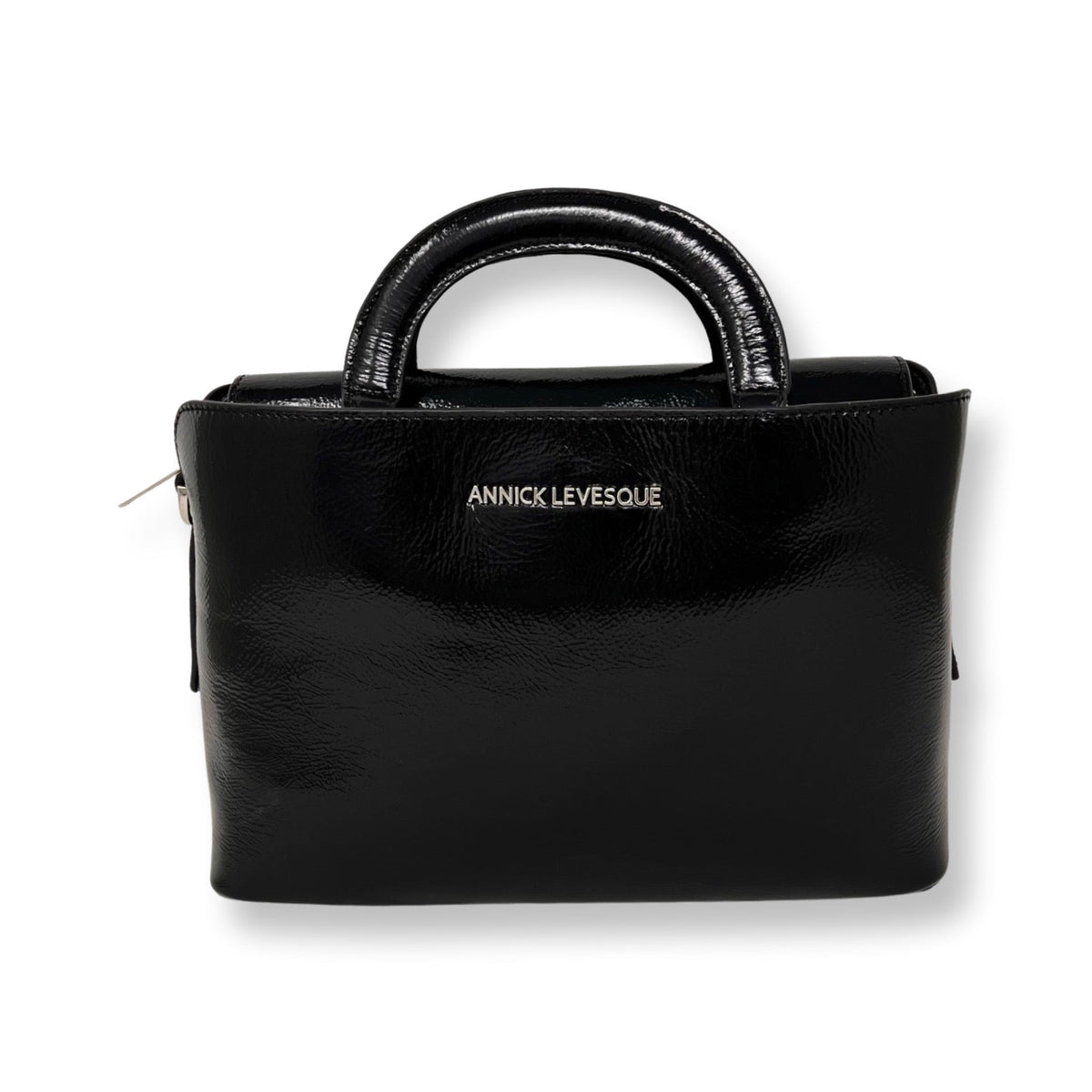 Clarence Medium Leather Handbag, Two-in-One, Black Patent