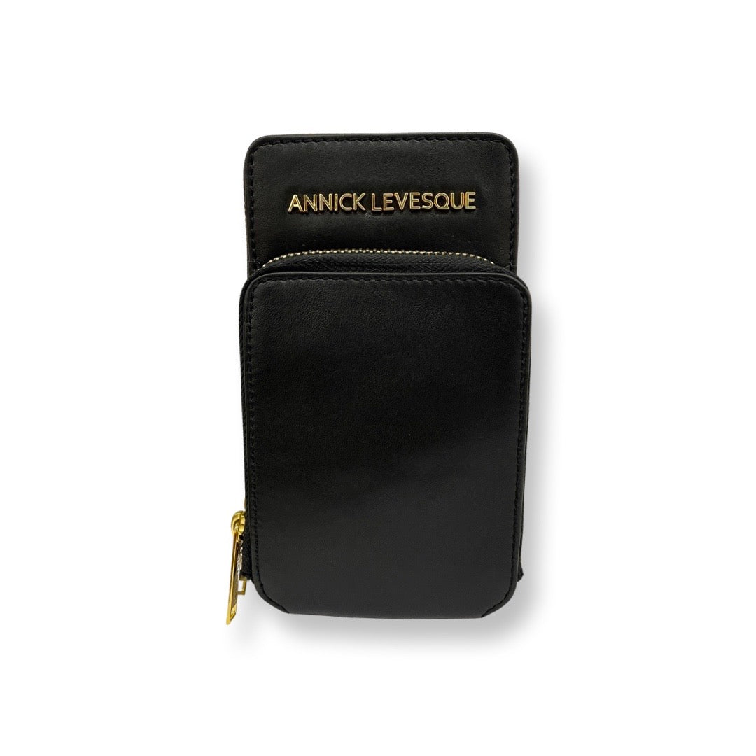 Small Black Genuine Leather Shoulder Bag, Marie-Josée
