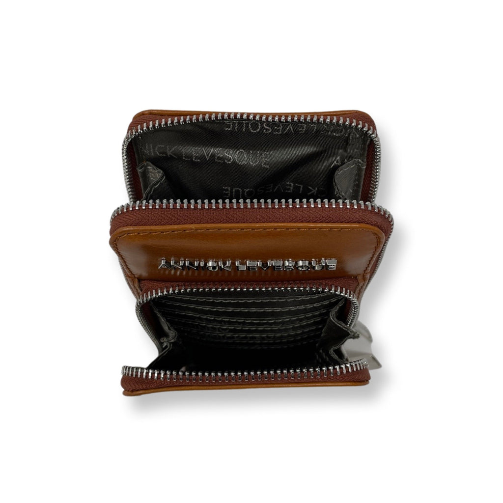 Small Cognac Leather Crossbody Bag - Marie-Josée