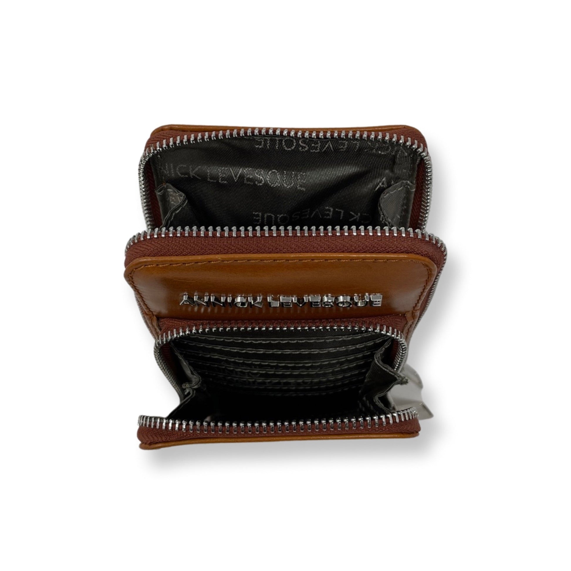 Small Cognac Leather Crossbody Bag - Marie-Josée