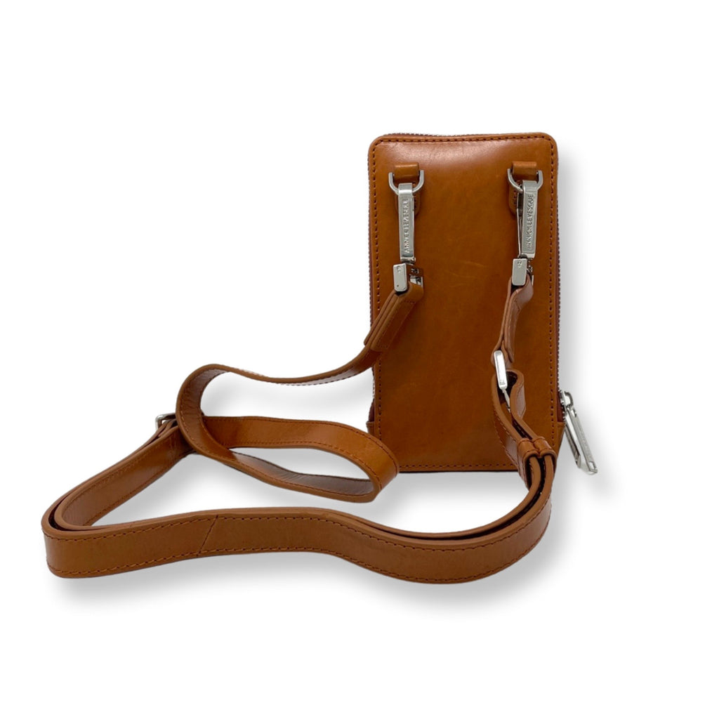 Small Cognac Leather Crossbody Bag - Marie-Josée