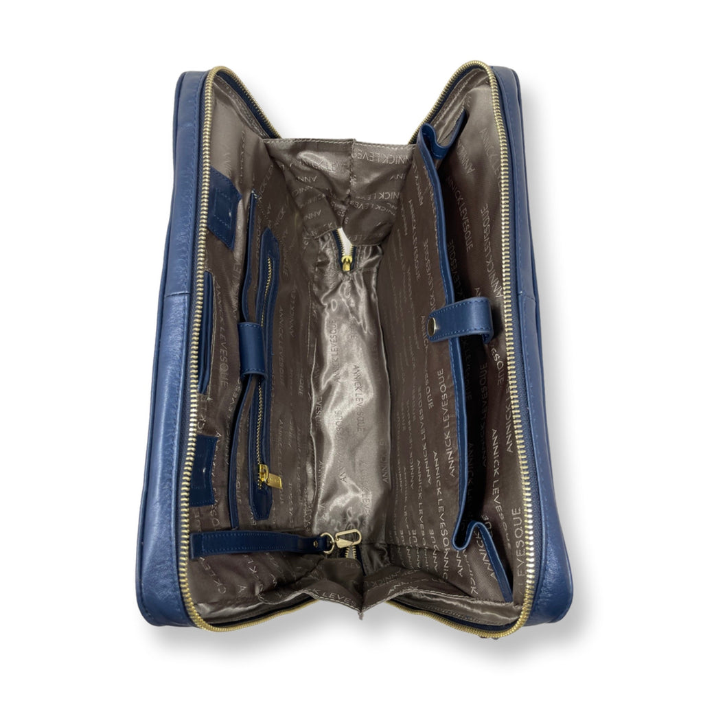 Navy Blue Leather Work Bag - Sofia - PREORDER