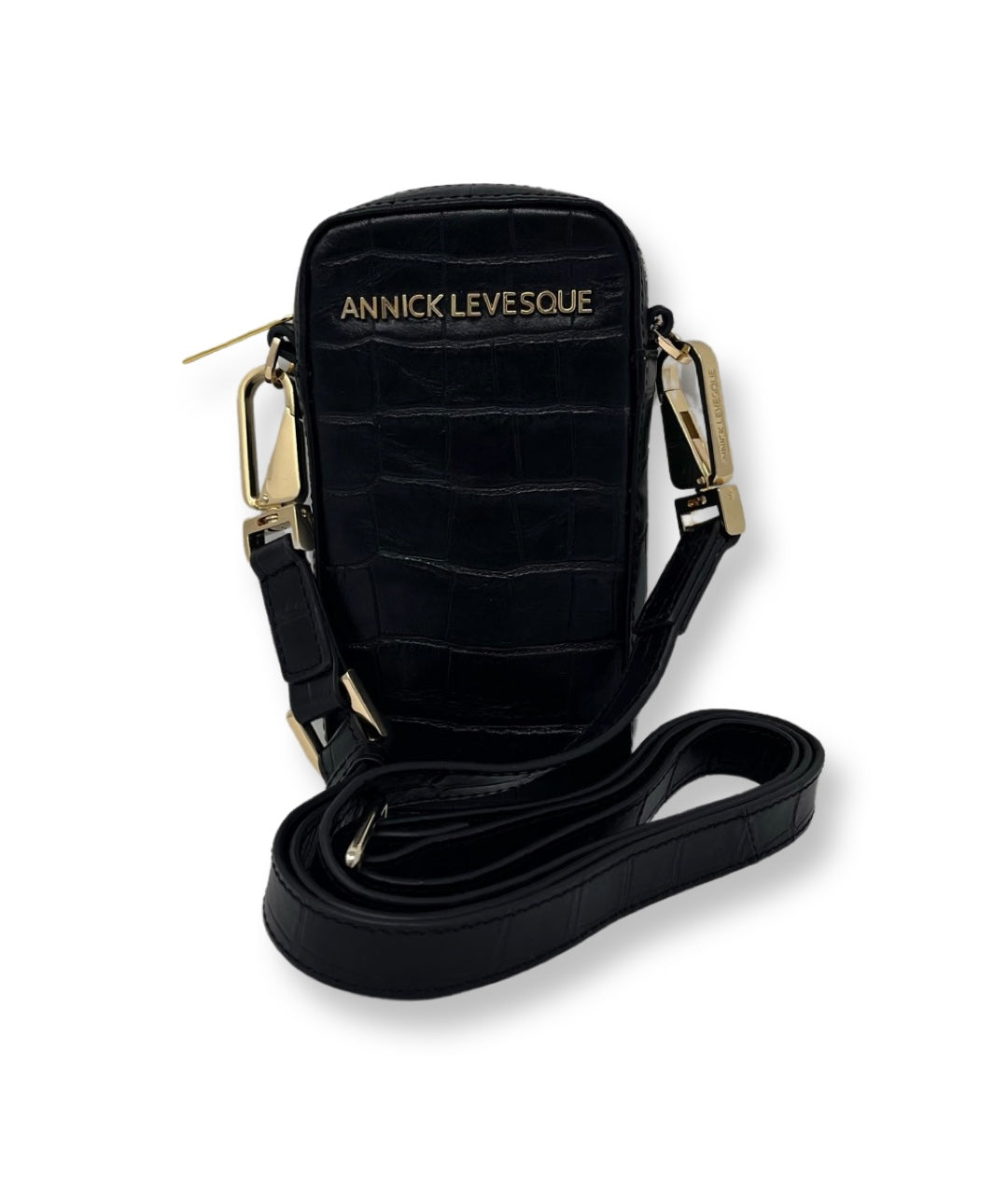 Petit Sac à bandoulière en Cuir Véritable Noir Verni BPS, Marie-Pierre
