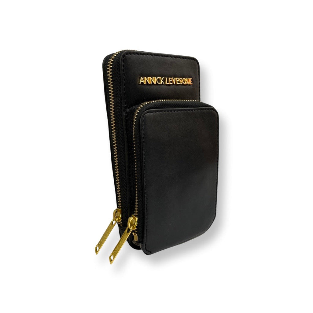 Small Black Genuine Leather Shoulder Bag, Marie-Josée