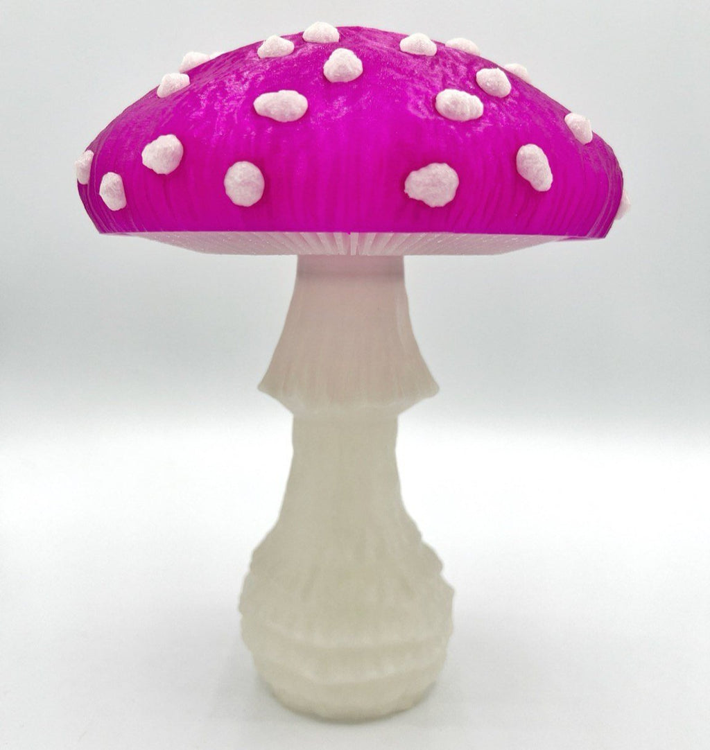 Glow in the dark mushroom night light, glowing amanita mushroom bedside lamp