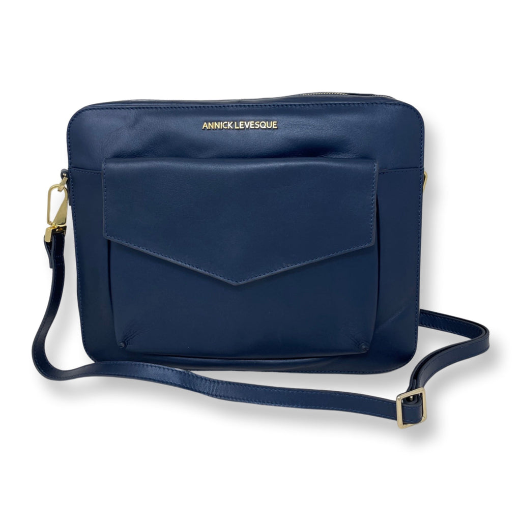 Navy Blue Leather Work Bag - Sofia - PREORDER