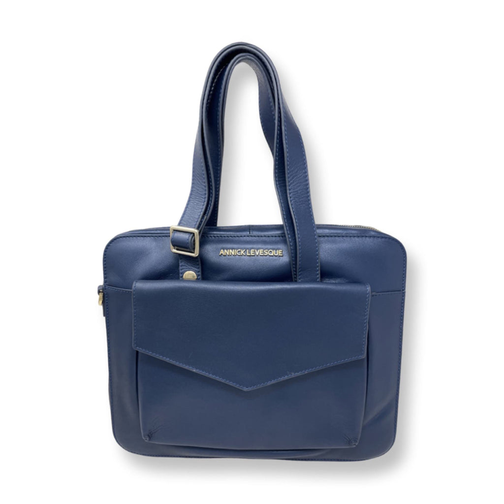 Navy Blue Leather Work Bag - Sofia - PREORDER