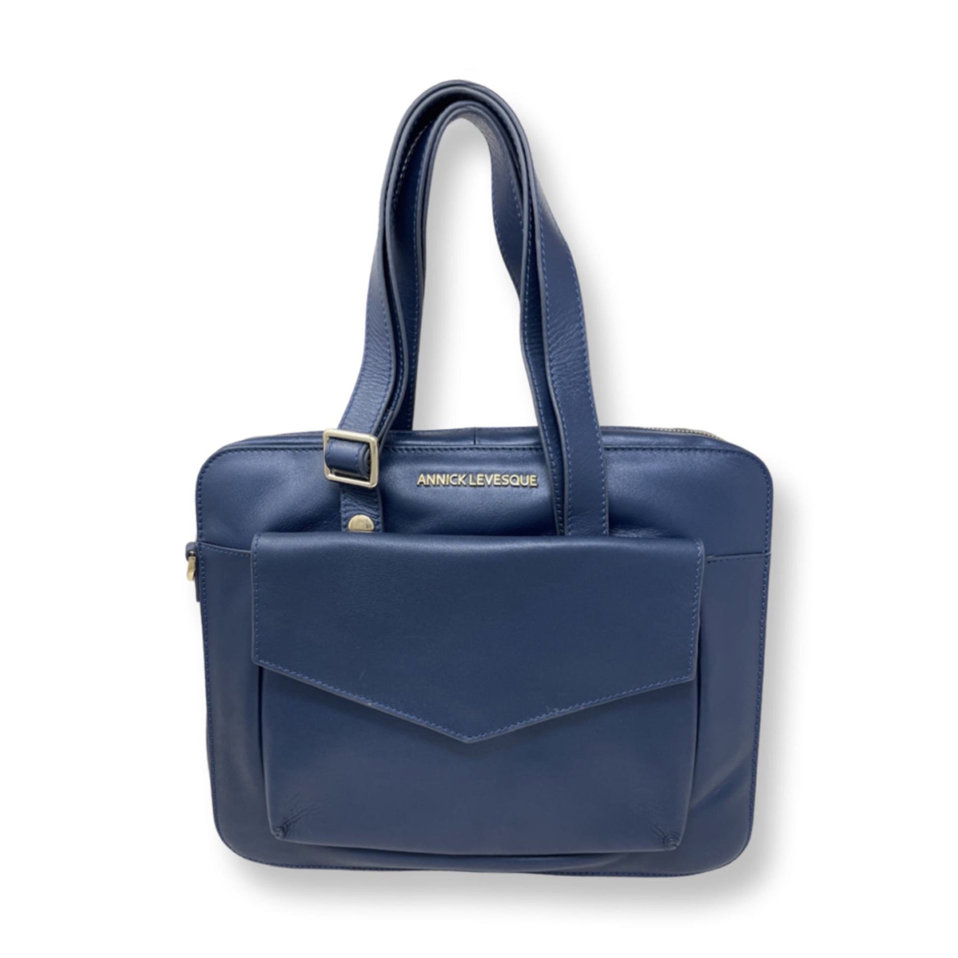 Navy Blue Leather Work Bag - Sofia - PREORDER