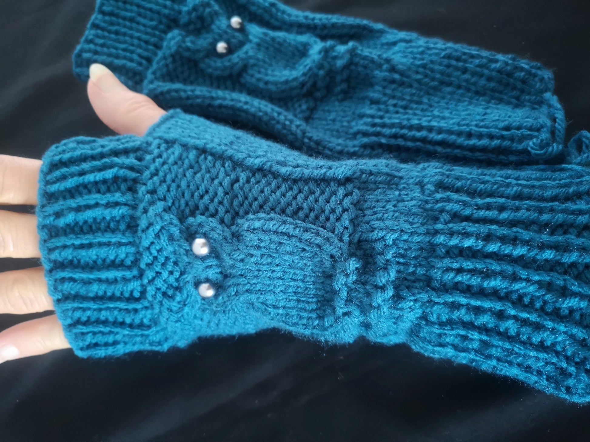 Owl Hooter Night Bird Knit Fingerless Gloves Mittens