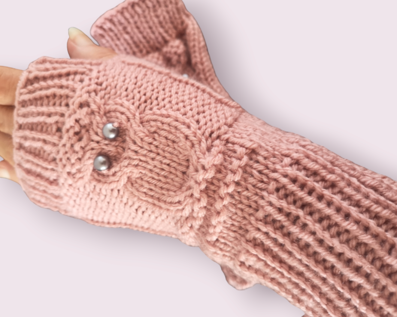 Owl Hooter Night Bird Knit Fingerless Gloves Mittens