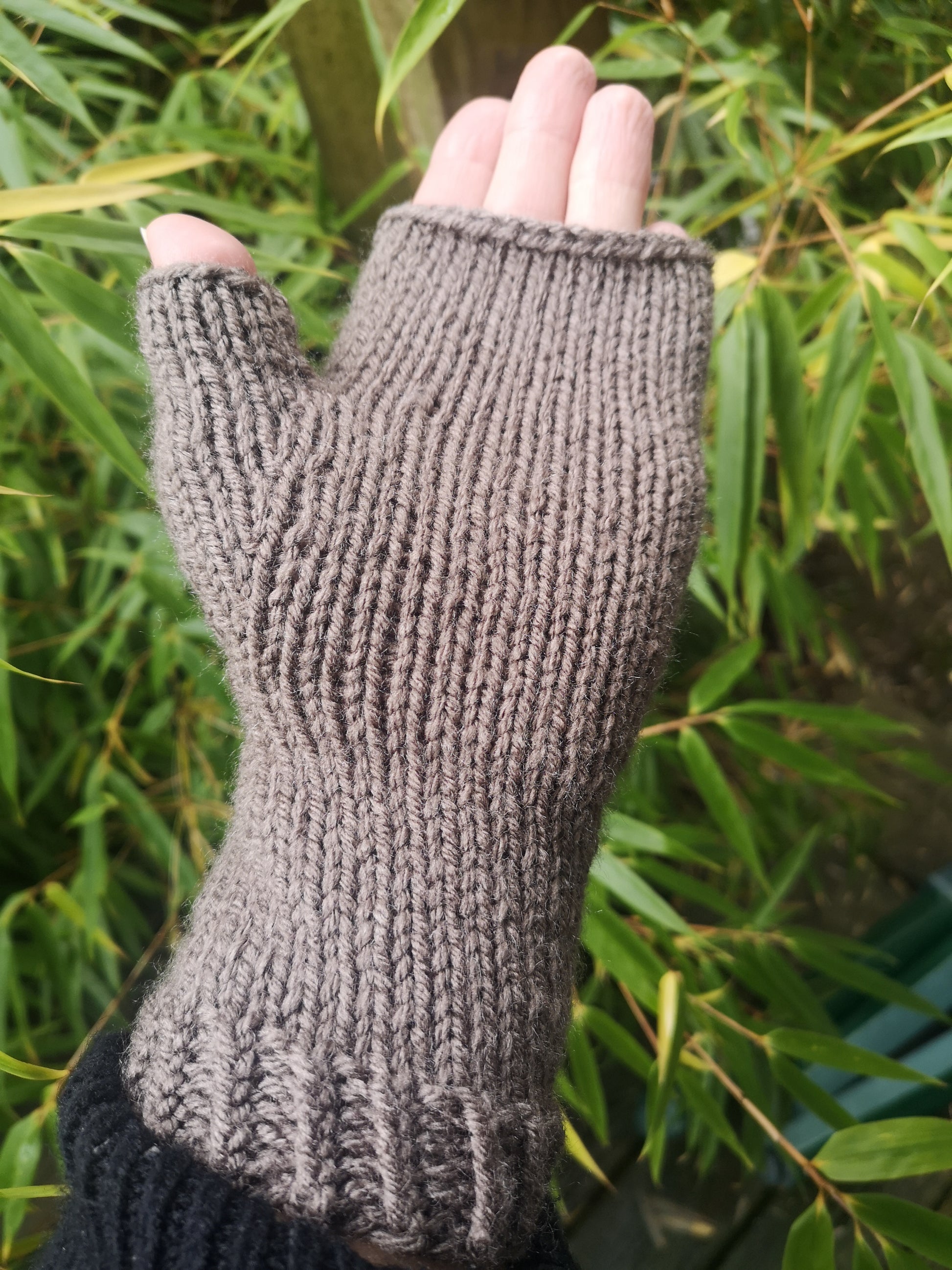 Mushroom Brown Handmade Knitted Fingerless Texting Gloves Armwarmer