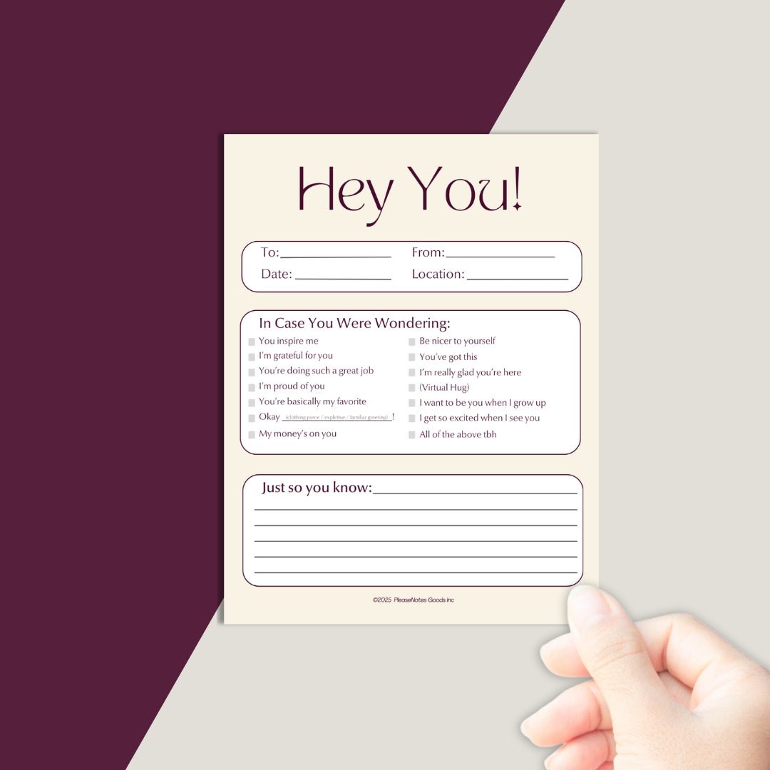 "Hey You, In Case You Were Wondering" Notepad