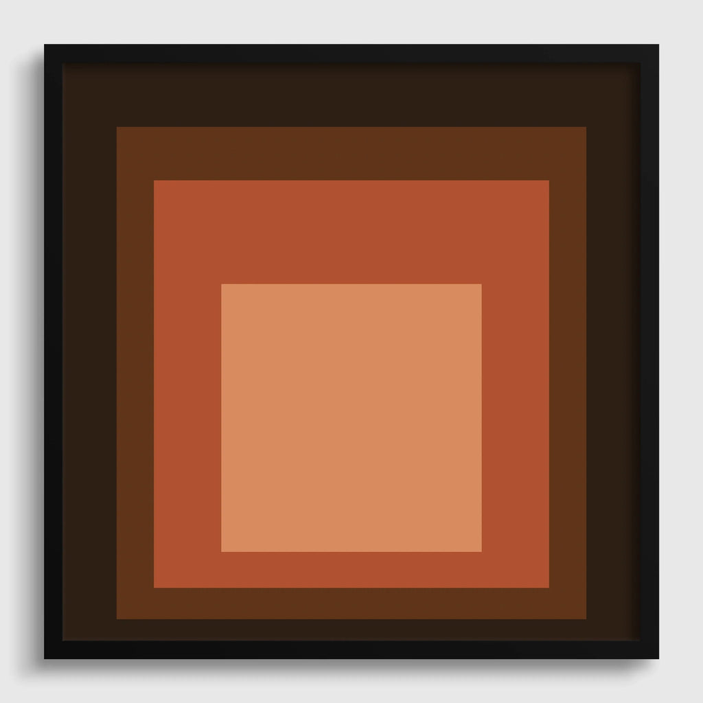 Estampe inspirée par l'œuvre de Josef Albers Oxblood : « Hommage au carré », impression giclée moderne du milieu du XXe siècle.