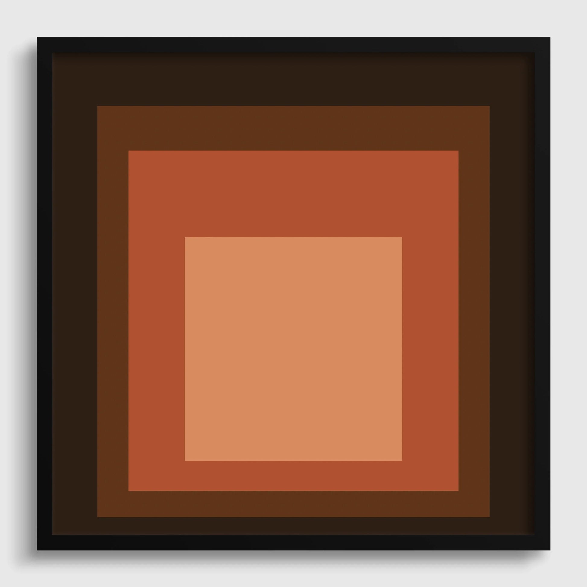 Estampe inspirée par l'œuvre de Josef Albers Oxblood : « Hommage au carré », impression giclée moderne du milieu du XXe siècle.